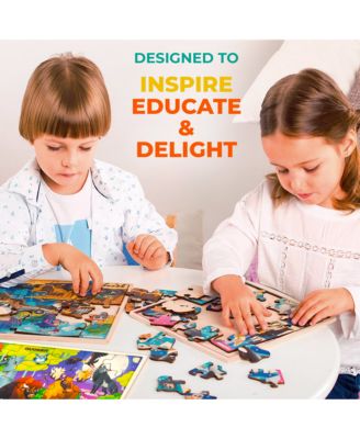 28 Pieces Wooden Toddlers Puzzles for Ages 3-5 – Animal Toys