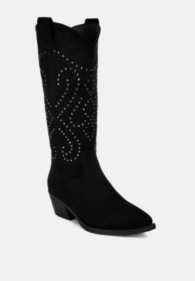 Womens Lariat Studs Embellished Cowboy Boots
