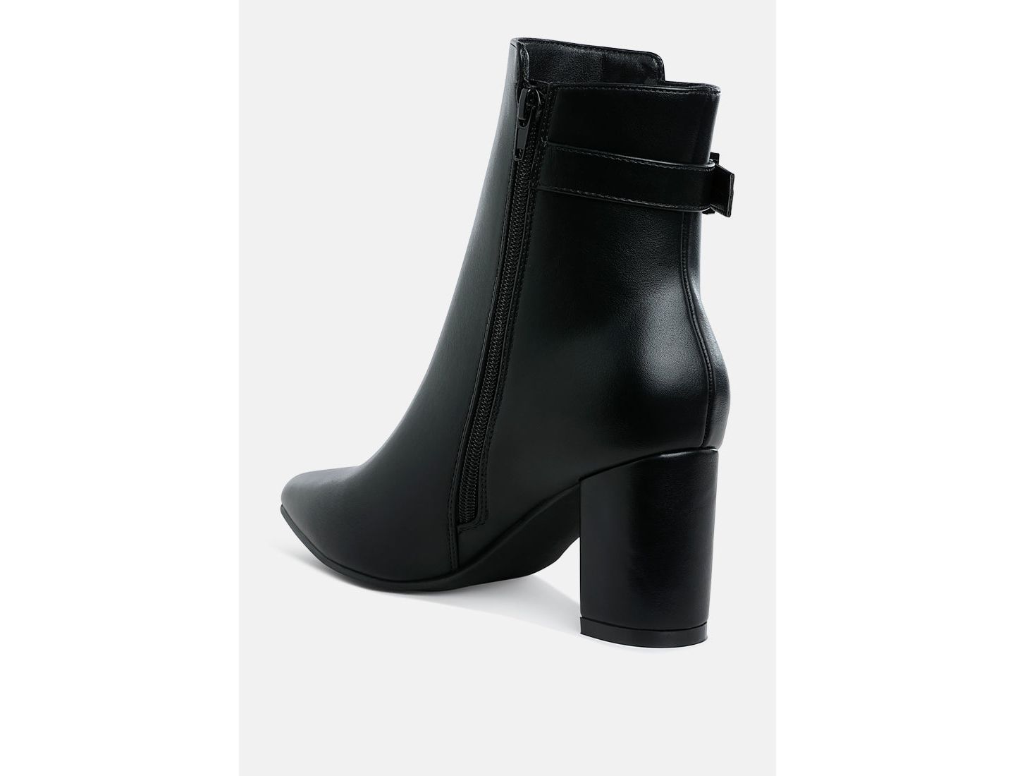 Женские ботинки London Rag Conchos Belt Detail Block Heel, цвет: Чёрный гладкий — фото 2