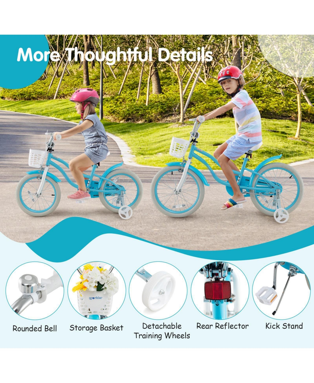 Hongge 14/16/18 Inch Kids Bike with Dual Brakes and Adjustable Seat-18 inches
