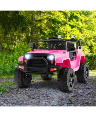 12V Kids Ride On Truck with Remote Control and Headlights-Pink