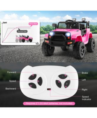 12V Kids Ride On Truck with Remote Control and Headlights-Pink