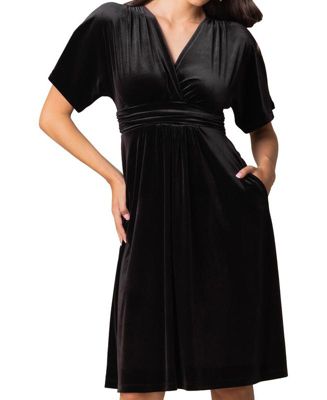 Women's Angelic Velvet Midi Cocktail Dress with Pockets