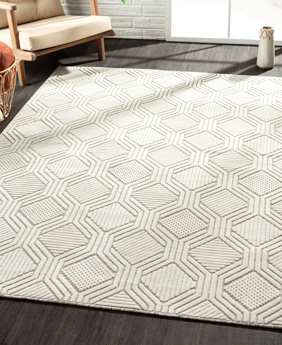 Lr Home Closeout! Vance VERND8210D Outdoor Area Rug - Ivory