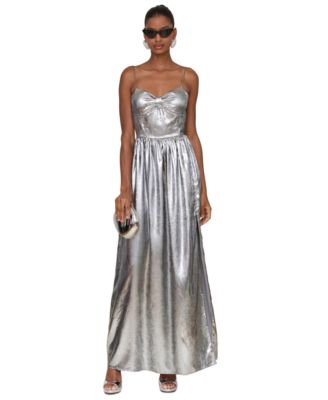 Женское макси-платье Avec Les Filles с металлической фольгой без рукавов