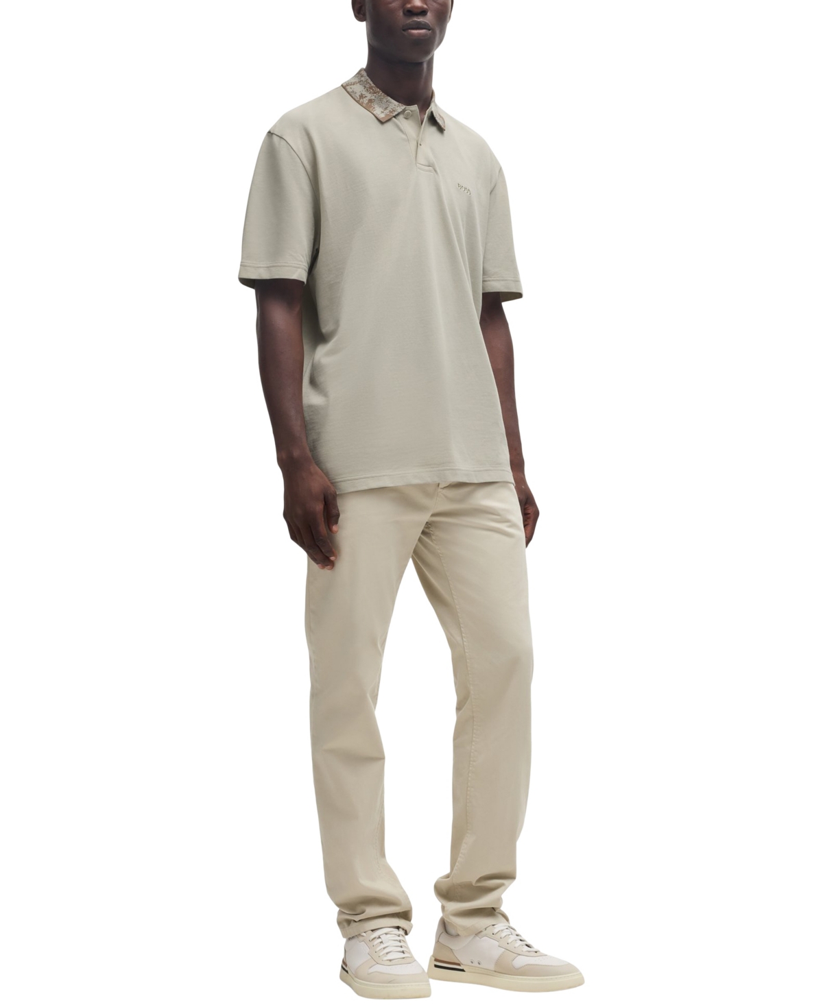 Shop Hugo Boss Boss By  Men's Jungle-artwork Pique Polo In Open Beige