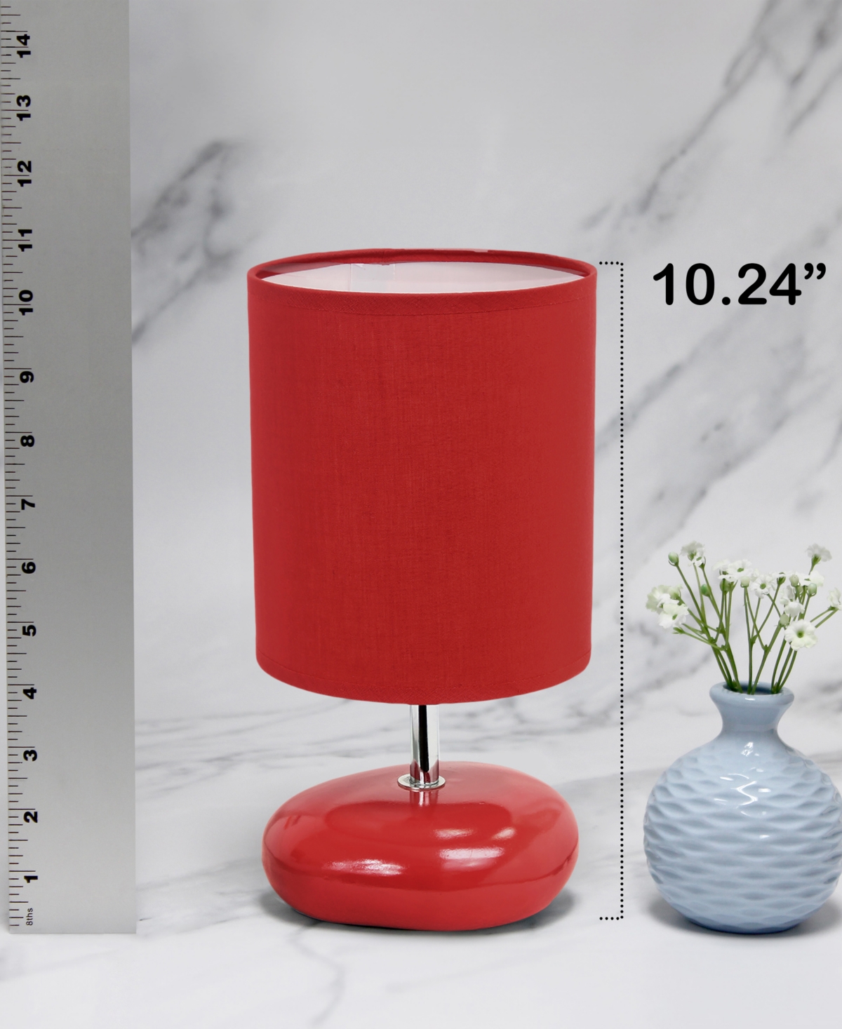 Creekwood Home 10.24" Traditional Mini Round Rock Table Lamp 2 Pack Set In Red