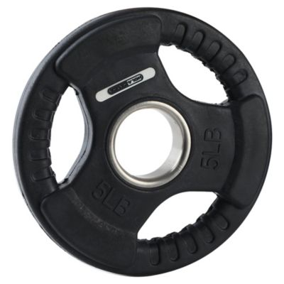 5 Pound Olympic Rubber Coated Weight Plate with Handle, Black (2 Pack)