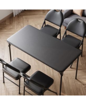 5-Piece Card Table Set,Folding Card Table and Chair Set of 5 Portable with Padded Tabletop