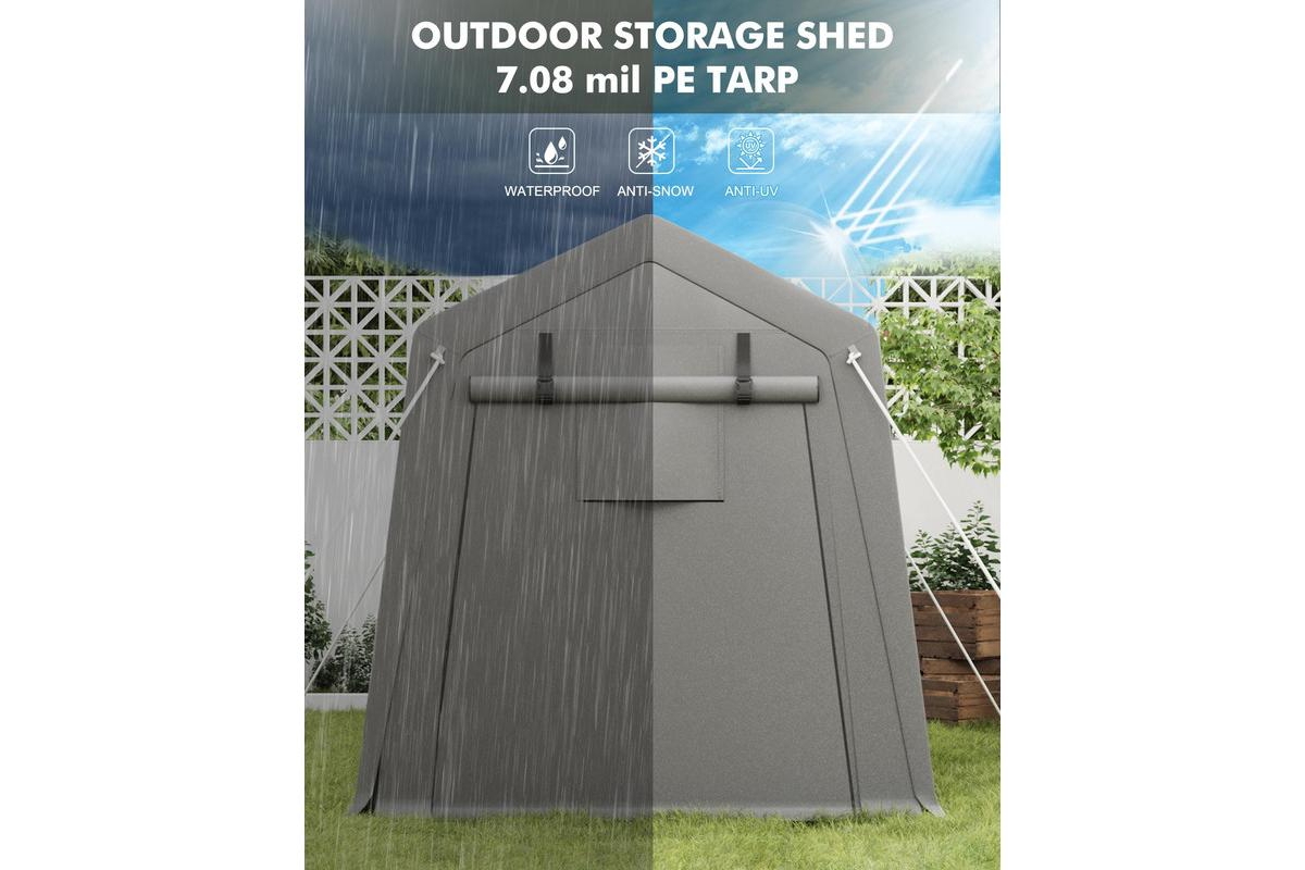 gaomon 7' x 10' Motorcycle Storage Shed, Heavy Duty Portable Tent with Rolled Zipper Door, Waterproof Design for Motorcycle, Bike, Firewood, and Garde