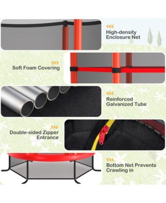 55'' Recreational Trampoline for Kids Toddler Trampoline w/ Enclosure Net