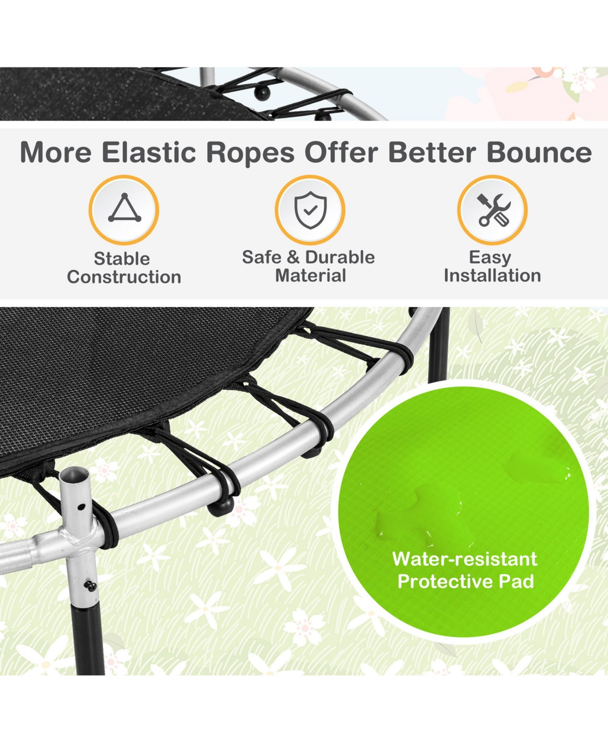 Gymax 55'' Recreational Trampoline for Kids Toddler Trampoline w/ Enclosure Net Colorful - Green+red+black