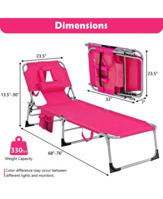 Folding Beach Lounge Chair with Pillow for Outdoor