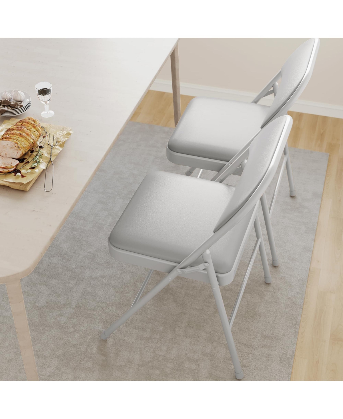 gaomon 2 PackFolding Chairs with Padded Cushion and Back, Folding Chairs for Outside, Foldable Chairs - Grey
