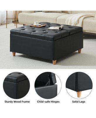 Lift Top Tufted Upholstered Ottoman Coffee Table with Storage