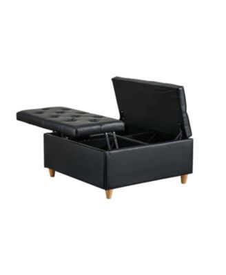 Lift Top Tufted Upholstered Ottoman Coffee Table with Storage