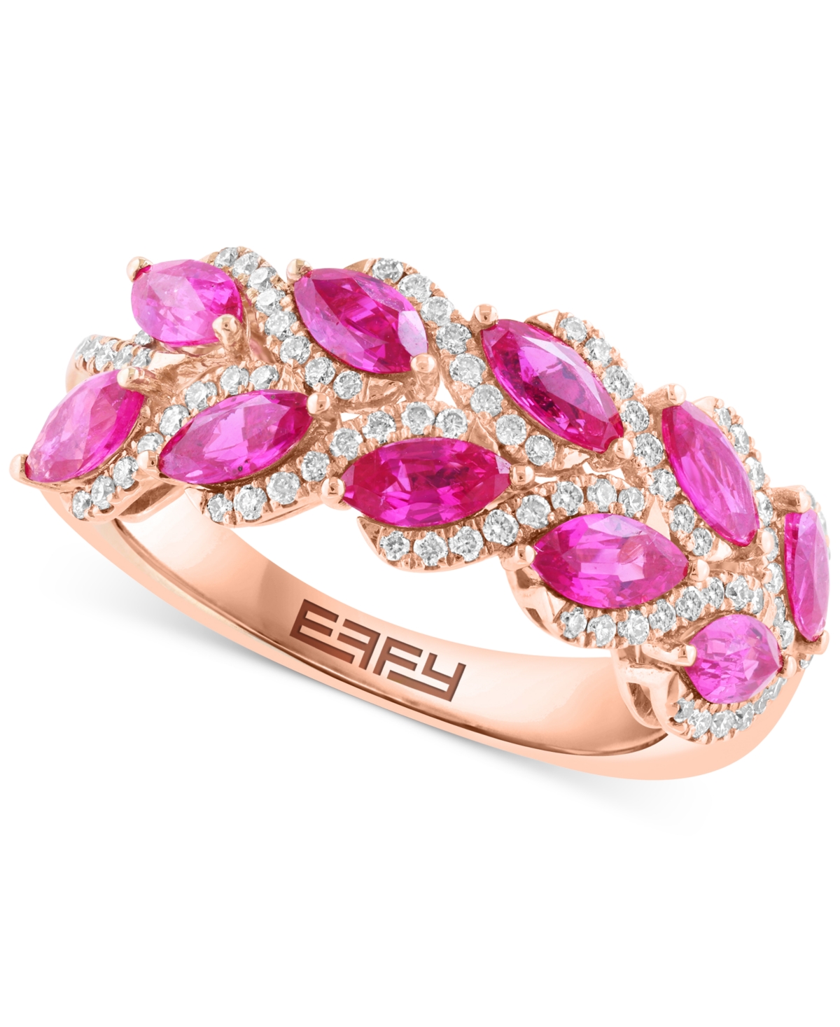 EFFY COLLECTION EFFY MARQUISE-CUT RUBY (1-5/8 CT. T.W.) & DIAMOND (1/3 CT. T.W.) STATEMENT RING IN 14K ROSE GOLD 
