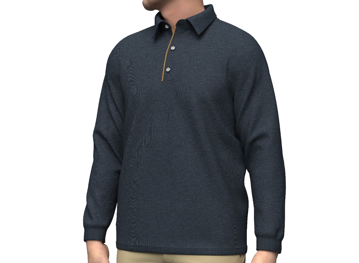 Men's Cotton/Wool Pique Polo - Blue heather