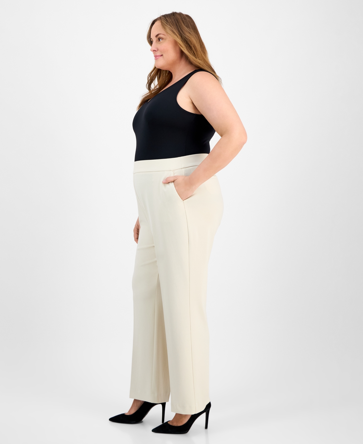 Ak Anne Klein Plus Size Pull-on Wide-leg Pants