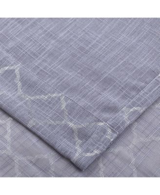 2 Piece Silver Sparkly Semi Sheer Trellis Quatrefoil Grommet Top Window Curtain Panels