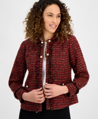 Anne Klein - Petite Tweed Open-Front Jacket