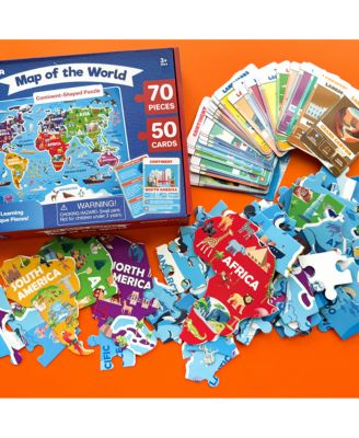 70 Pcs Jigsaw Puzzles for Kids Ages 4-6 - 400+ Facts on 50 Flashcards
