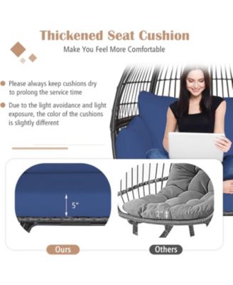 Oversized Patio Rattan Egg Lounge Chair with 4 Cushions