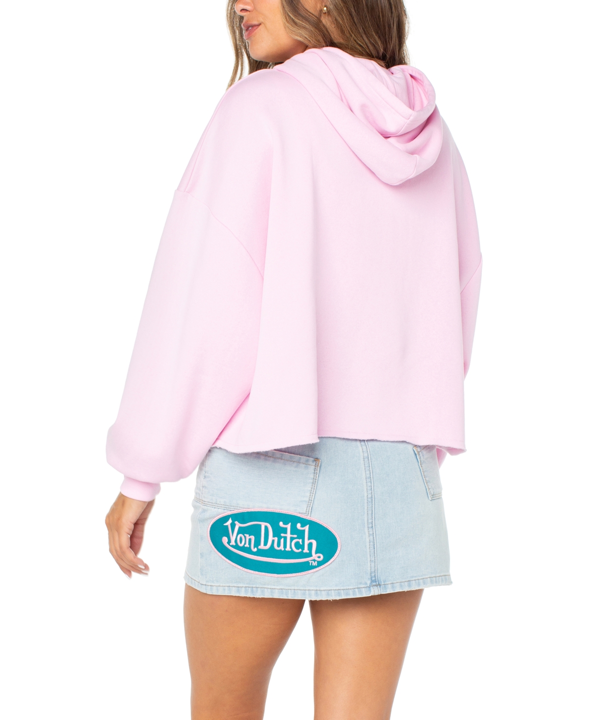 Von Dutch Women's Rhinestone-Logo Crop Hoodie