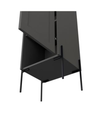 Quinby Linen Cabinet with 1 Door and 4 Shelves, Matt Gray