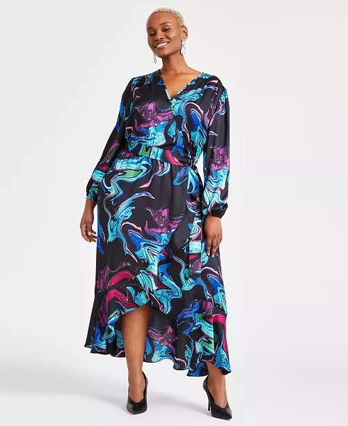 plus size ruffled maxi dress, exclusively at macy's