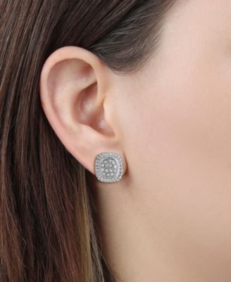 Crystal Square Button Earrings