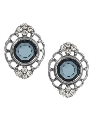 Crystal Filigree Button Earrings