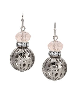 Crystal Accent Filigree Ball Drop Earrings