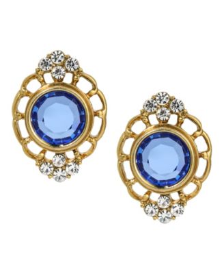 Crystal Filigree Button Earrings