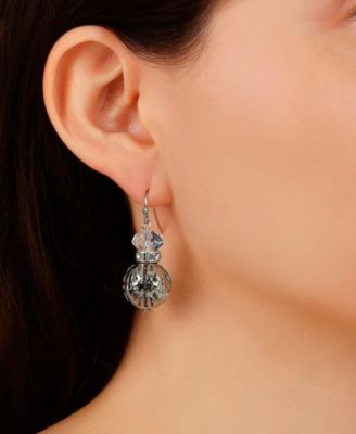 Crystal Accent Filigree Ball Drop Earrings