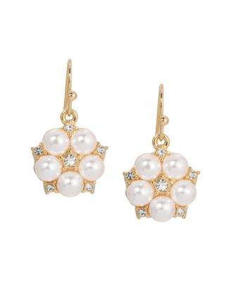 Crystal Accent Flower Drop Earrings