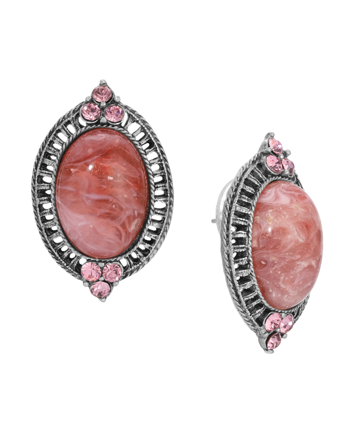 Shop 2028 Acrylic Crystal Accent Button Earrings In Pink