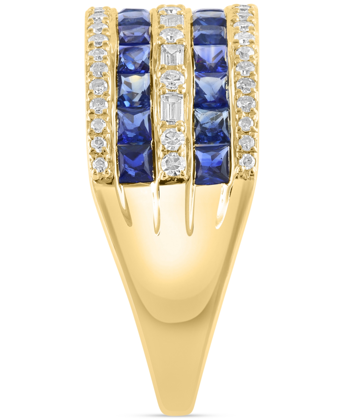 Effy Collection Effy Blue Sapphire (1-1/3 Ct. T.w.) & Diamond (3/8 Ct. T.w.) Statement Band Ring In 14k Yellow Gold In Sapphire
