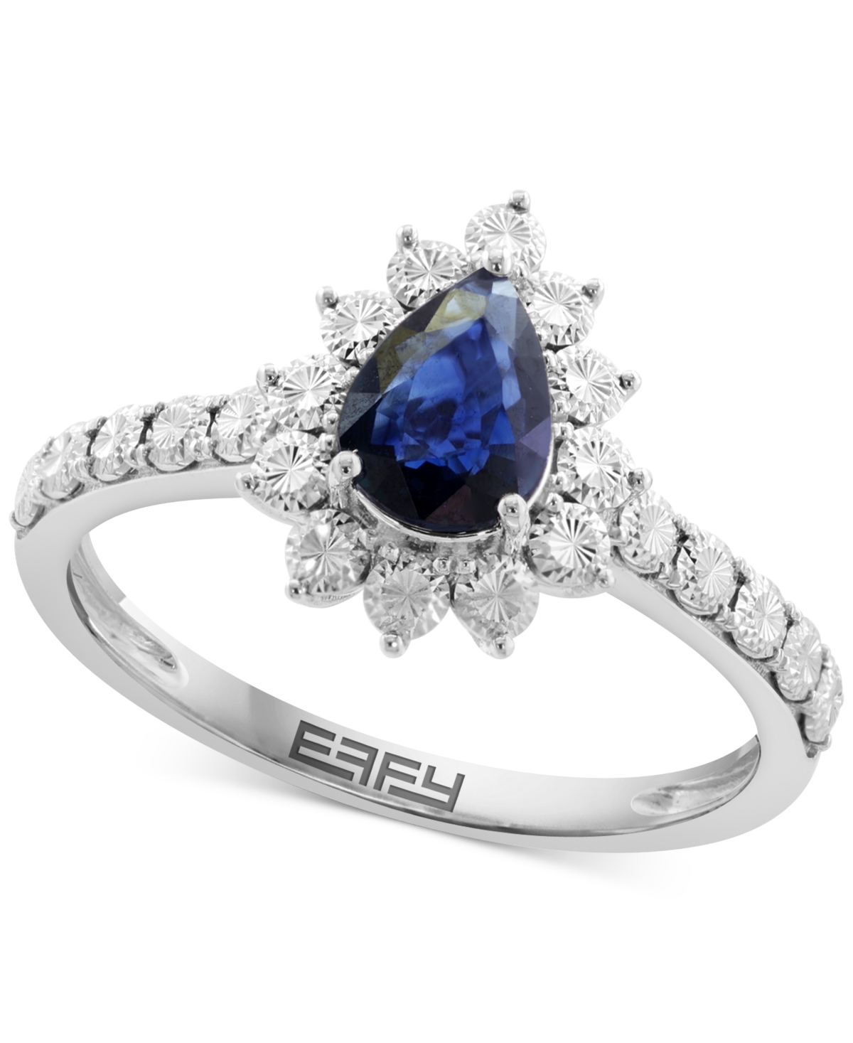 Effy Collection Effy Sapphire Miracle Plate Halo Ring (5/8 Ct. T.w.) In 14k White Gold In Sapphire