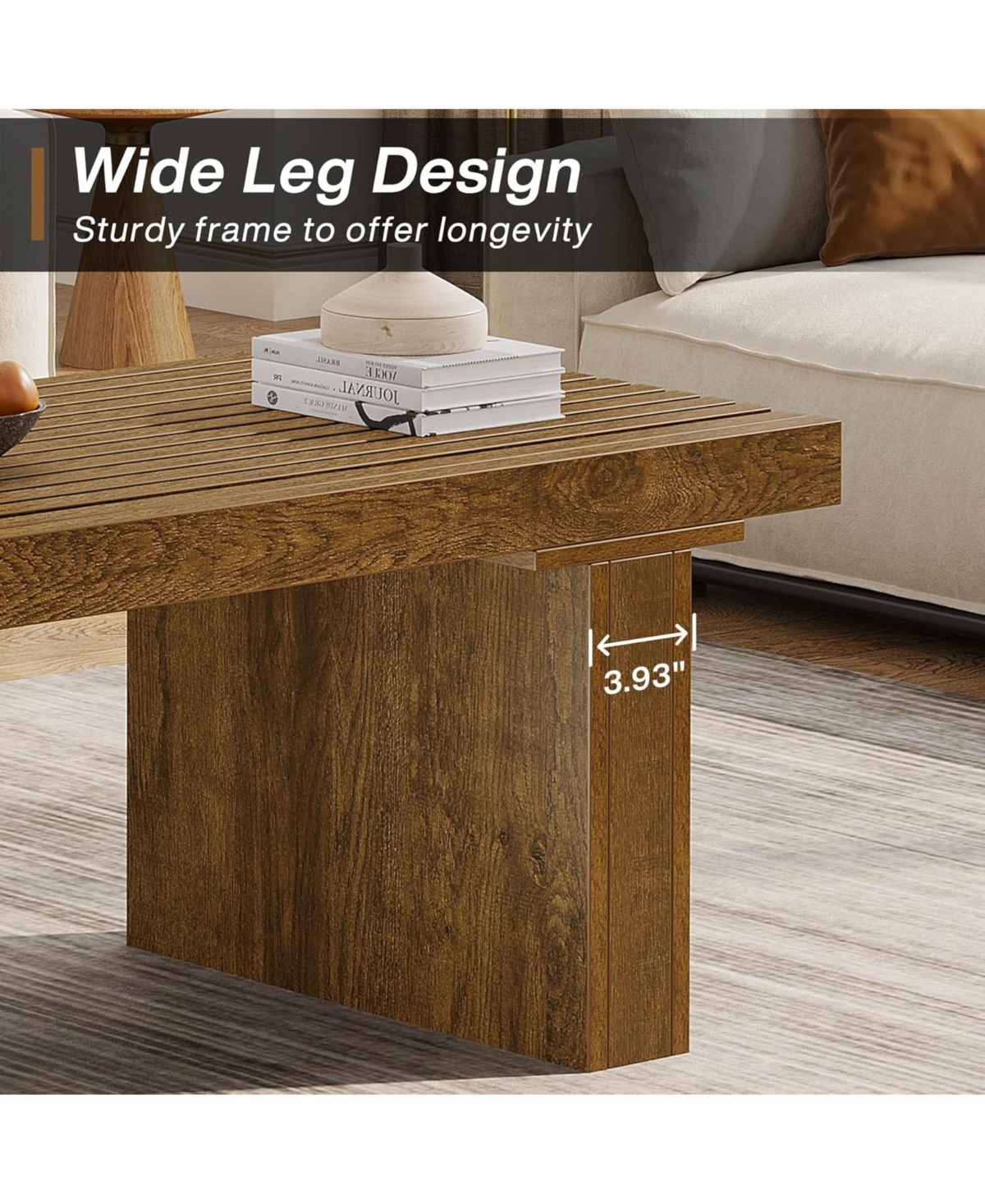 Tribesigns Rectangle Coffee Table: 47.24-Inch Wood Modern Coffee Table Cocktail Table for Living Room, Farmhouse Coffee Table Center Table Tea Table w