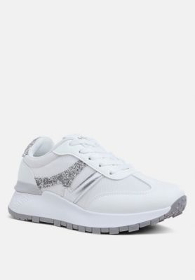 Womens Tapers Glitter Detail Chunky Sneakers