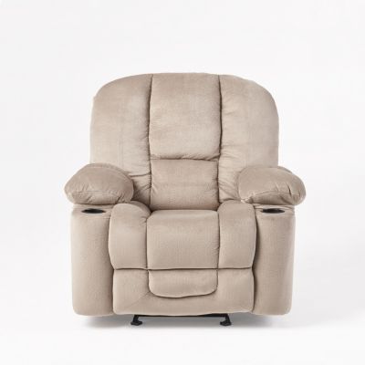 Large Size Skin-Friendly Fabric & Steel Frame Manual Recline, Dual Cup Holders, Overstuffed Comfort Recliner Chair