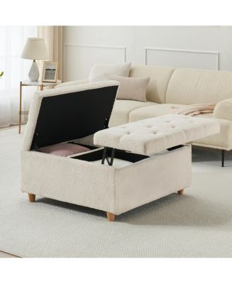 gaomon Ottoman Coffee Table with Lift Top, Sherpa Fabric Tufted ...