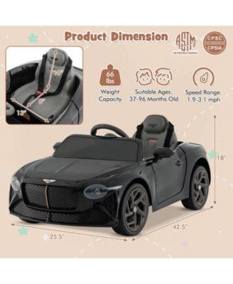 12V Powered Car Kids Ride-on Racer Car Licensed Bentley Bacalar