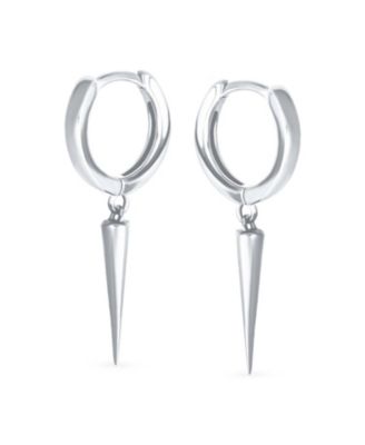 Punk Rocker Goth Biker Jewelry Arrow Charm Huggie Dangling Dagger Spike Mini Hoop Earrings Gold Plated Sterling Silver