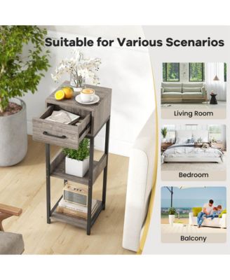 1 Pack 3 Tier Indoor Tall Plant Stand with Drawer Anti-tipping Devices Display Shelf