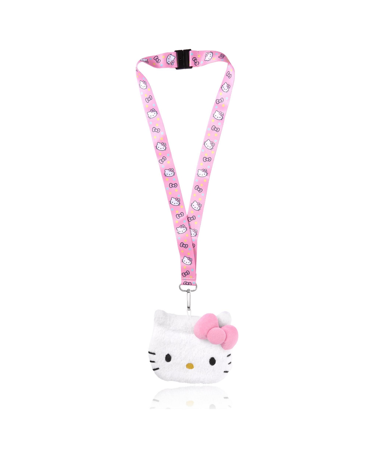 Sanrio Coin Purse Id Holder Travel Lanyard - White, pink