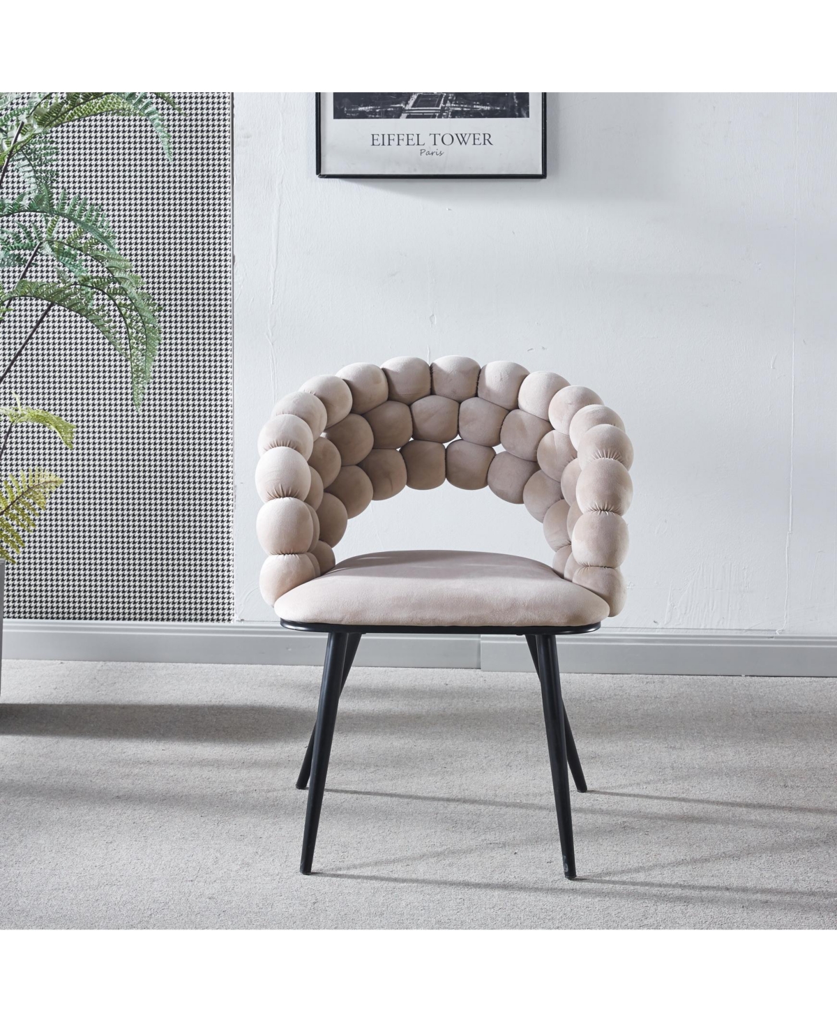 Streamdale Furniture white Modern chair(set of 2) with golden color iron tube legs, soft cushions and comfortable backrest, suitable for dining room