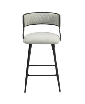 SET OF 2, 26" Counter height bar stools PU cover kitchen island counter bar stool with black powder coating base and footrest(Beige)