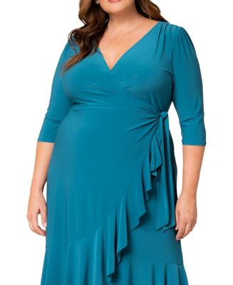 Women's Plus Size Whimsy Ruffled Midi Wrap Dress